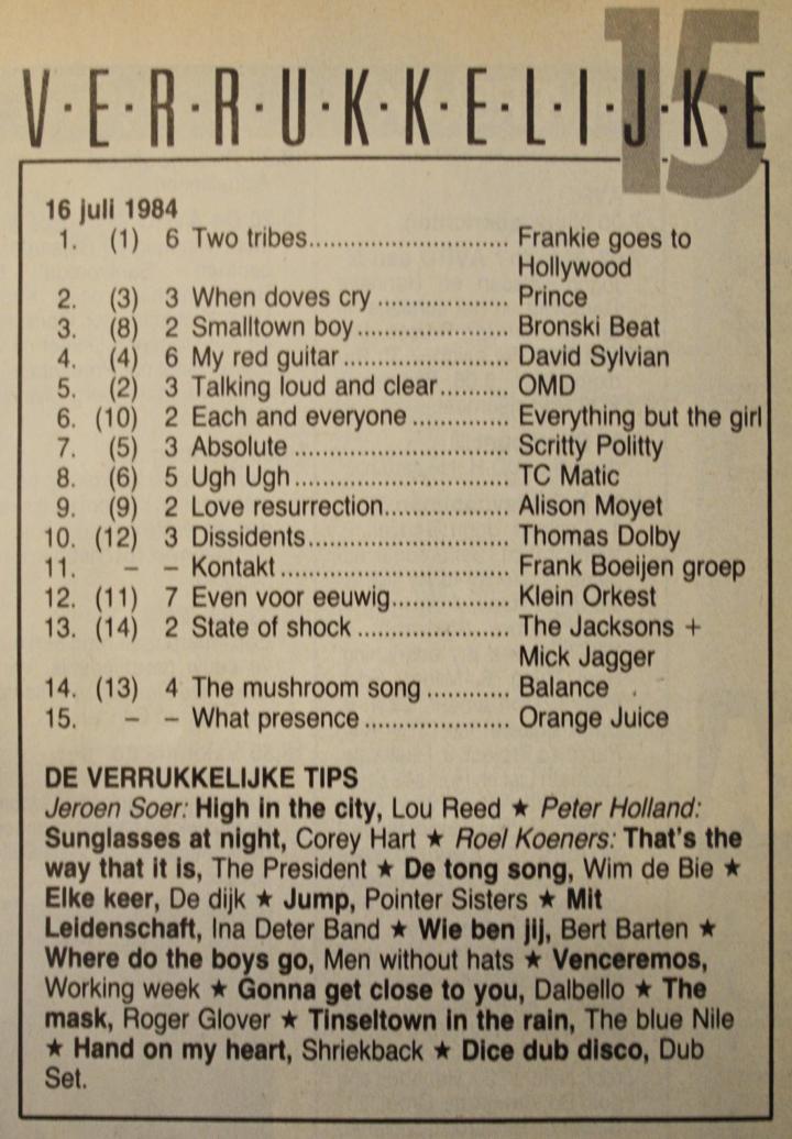 De Verrukkelijke 15 van 17 juli 1984, afgedrukt in de VARA-gids