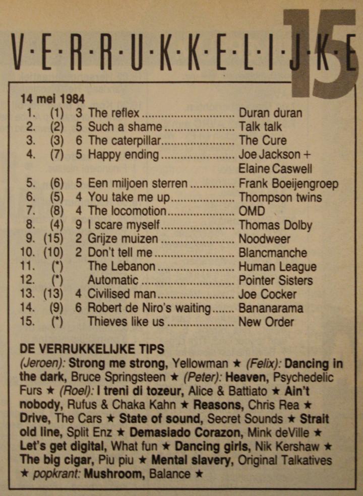 De Verrukkelijke 15 van 15 mei 1984, afgedrukt in de VARA-gids