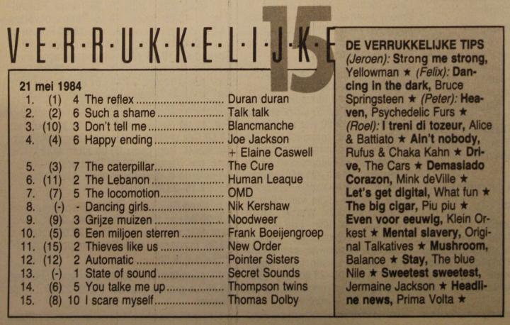 De Verrukkelijke 15 van 22 mei 1984, afgedrukt in de VARA-gids