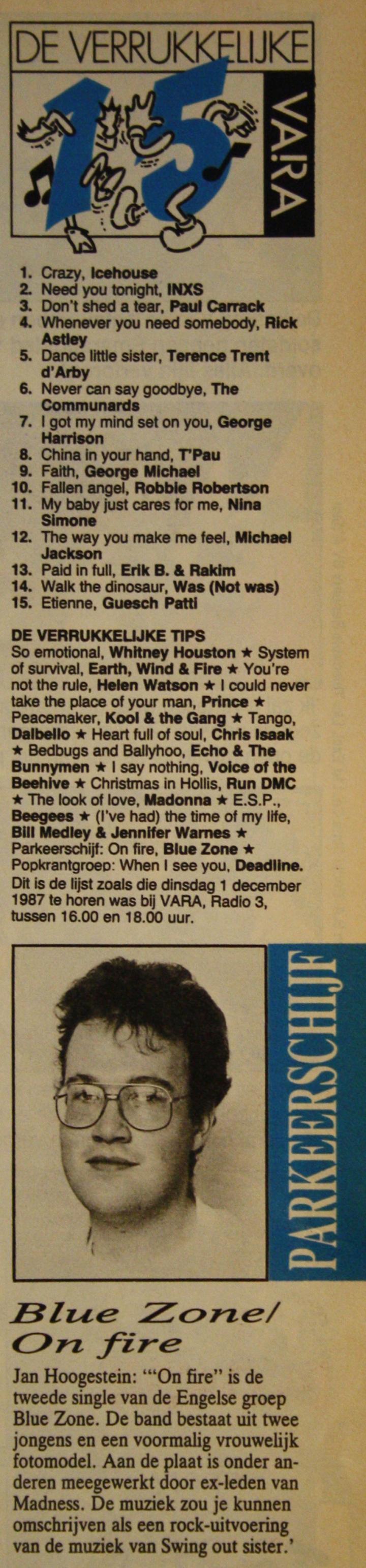 De Verrukkelijke 15 van 1 december 1987, afgedrukt in de VARA-gids