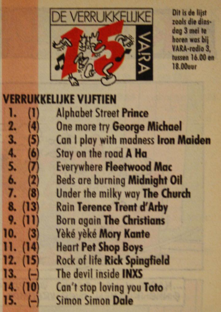 De Verrukkelijke 15 van 3 mei 1988, afgedrukt in de VARA-gids