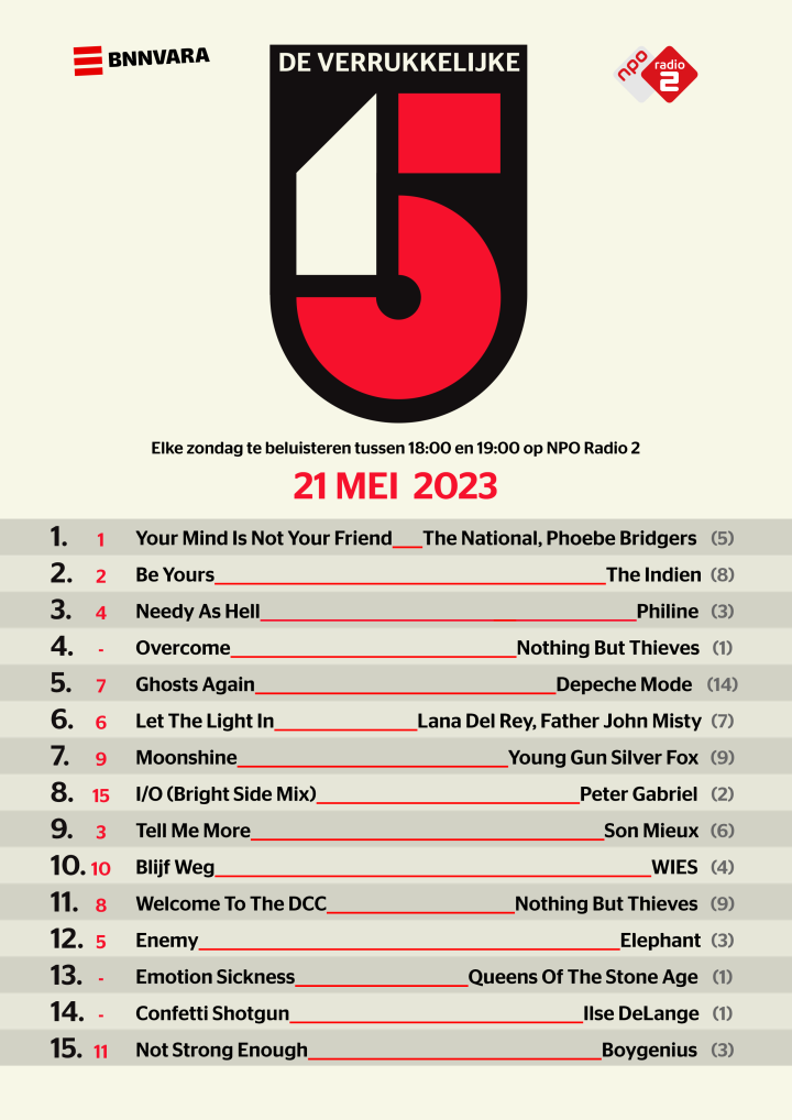 De Verrukkelijke 15 van 21 mei 2023, gepubliceerd op de NPO Radio 2-website